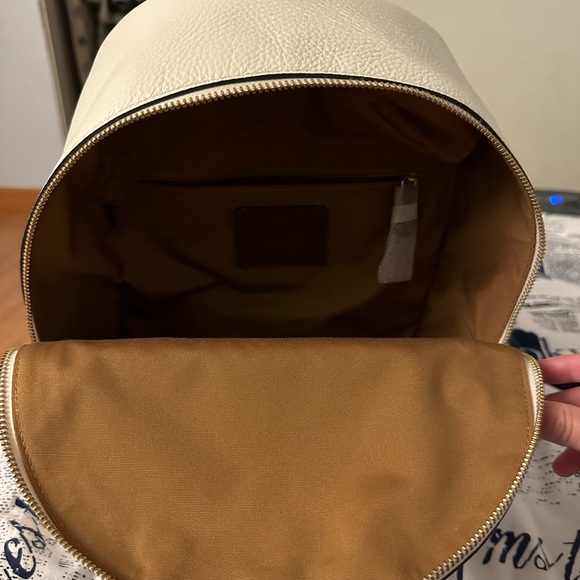 COACH Medium Charlie Leather Backpack in Gold/White - Picture 5 of 9